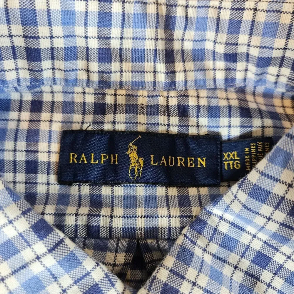 Polo Ralph Lauren Button Down Men's‎ Shirt Size 2XL XXL Blue Plaid